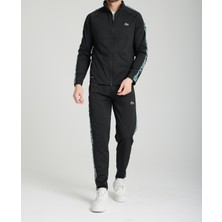 Lacoste Şeritli Siyah  Dar Kesim  Erkek  Eşofman  Takımı