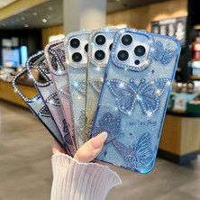 Yuax Apple iPhone 11 Uyumlu Kılıf Taşlı Kelebek Figürlü Yumuşak Silikon Case Sarı