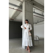 Neşeli Butik Kadın Uzun Dantel Detaylı Tasarım Elbise NBMS42110