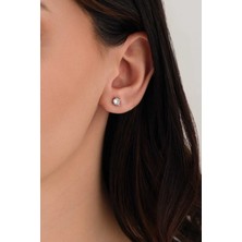Begi Silver 925 Ayar Gümüş Pırlanta Montür Beyaz Tektaş Küpe