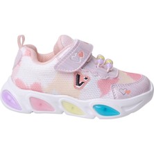 Vicco Gelato Pudra Renkli Işıklı Çocuk Spor Ayakkabı Kız Çocuk İçin Düz Taban
