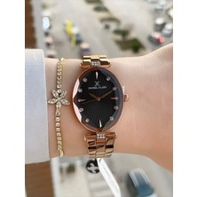 Daniel Klein Kristal Camlı Oval Kadın Kol Saati ve Bileklik