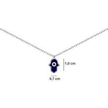 Sylvery Jewels Mineli Ufak Fatma Ana Eli (Hamsa) 925 Ayar Gümüş Kolye Nazar Boncuklu