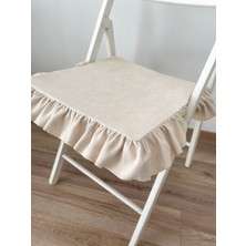Ritmo Home Fırfırlı Krem Iskandinav Sandalye Minderi