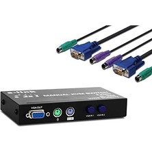 SL-325 2 Port Vga+Ps2 1.8m M/m Kablolu Manuel Kvm Switch