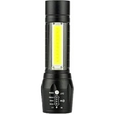 Store Taktikal Fener LED USB Ultra Güçlü Mini Boy Şarjlı El Feneri, Siyah