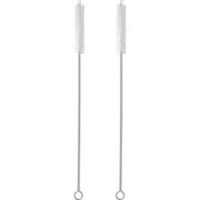 2 Içme Saman Temizleme Fırçası Uzun - Paslanmaz Çelik Içecek Pipetleri Için Kıl Temizleyici Cam Yıkama Için Ağır Hizmet Fırçaları Silikon Metal Pipetler Çaydanlık Bacalı Mini Mikro Şişe