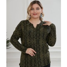 Büyük Beden Hakim Yaka Önü Düğmeli Penye Gömlek