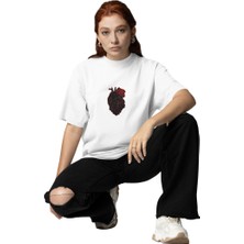 Terzili Giyin Unisex Baskılı Tişört - Kalplerin Birleşmesi