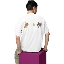 Terzili Giyin Ön ve Arka Tom ve Jerry Baskılı Erkek Tişört