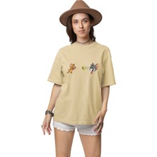 Terzili Giyin Tom ve Jerry Kadın Baskılı Tişört