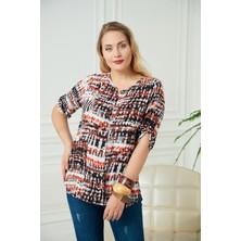 Rmg Desenli Büyük Beden Gömlek Kiremit