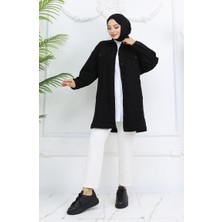Sefa Merve Owersize Kot Ceket 2746-01 Siyah