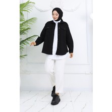 Sefa Merve Owersize Kot Ceket 2763-01 Siyah