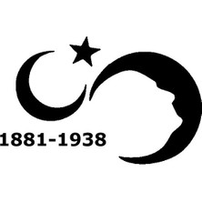 Miyrem Autosticker^#atatürk Siluetli Hilal ve Ayyıldız Oto Kaput Sticker  40 x 20 cm