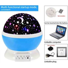 Wolawood Süper Star Projeksiyon Galaksi Lamba USB Kablolu, LED Işıklı, Pilli Dönen Renkli Nebula ve Ay Yıldız Efektli Gece Lambası, Vıp Dekoratif Projektör