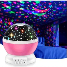 Wolawood Süper Star Projeksiyon Galaksi Lamba USB Kablolu, LED Işıklı, Pilli Dönen Renkli Nebula ve Ay Yıldız Efektli Gece Lambası, Vıp Dekoratif Projektör