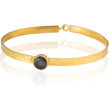 Kadir Jewellery 22 Ayar Altın Kaplama El Işçiliği Zirkon Taşlı Kadın Kelepçe Bilezik