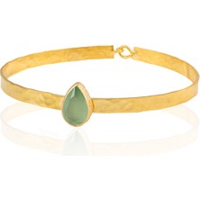 Kadir Jewellery 22 Ayar Altın Kaplama El Işçiliği Zirkon Taşlı Kadın Kelepçe Bilezik