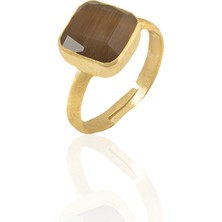 Kadir Jewellery 22 Ayar Altın Kaplama Zirkon Taşlı Kadın Minimal Yüzük