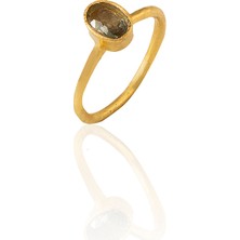 Kadir Jewellery 22 Ayar Altın Kaplama Zirkon Taşlı Kadın Minimal Yüzük