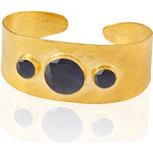 Kadir Jewellery 22 Ayar Altın Kaplama El Işçiliği Zirkon Taşlı Kadın Kelepçe Bilezik