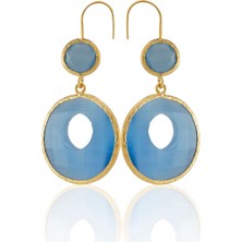 Kadir Jewellery 22 Ayar Altın Kaplama Kadın Taşlı Küpe -El Işçiliği ve Hipoalerjenik Küpe