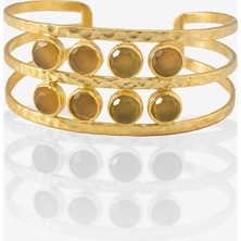 Kadir Jewellery 22 Ayar Altın Kaplama El Işçiliği Zirkon Taşlı Kadın Kaburga Bilezik