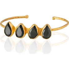 Kadir Jewellery 22 Ayar Altın Kaplama Zirkon Taşlı Ayarlanabilir Trend Bilezik