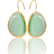 Kadir Jewellery 22 Ayar Altın Kaplama Fosil Taşlı Küpe -El Işçiliği ve Hipoalerjenik Küpe