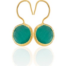 Kadir Jewellery 22 Ayar Altın Kaplama Kadın Taşlı Küpe -El Işçiliği ve Hipoalerjenik Küpe -E01