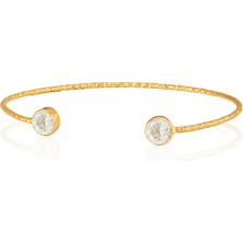 Kadir Jewellery 22 Ayar Altın Kaplama El Işçiliği Zirkon Taşlı Kadın Charm Bileklik