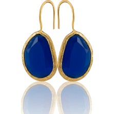 Kadir Jewellery 22 Ayar Altın Kaplama Fosil Taşlı Küpe -El Işçiliği ve Hipoalerjenik Küpe