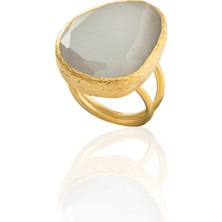 Kadir Jewellery 22 Ayar Altın Kaplama Kadın Fosil Taşlı Yüzük