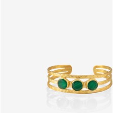 Kadir Jewellery 22 Ayar Altın Kaplama El Işçiliği Zirkon Taşlı Kadın Kaburga Bilezik