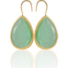 Kadir Jewellery 22 Ayar Altın Kaplama Damla Taşlı Küpe -El Işçiliği ve Hipoalerjenik Küpe