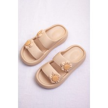 Kadın Yanı Çiçekli Ekstra Hafif Şık Terlik, Plaj Deniz Havuz Terliği, Kadın Sevimli Terlik