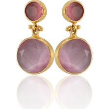 Kadir Jewellery 22 Ayar Altın Kaplama Kadın Taşlı Küpe -El Işçiliği ve Hipoalerjenik Küpe