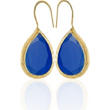 Kadir Jewellery 22 Ayar Altın Kaplama Damla Taşlı Küpe -El Işçiliği ve Hipoalerjenik Küpe