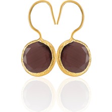 Kadir Jewellery 22 Ayar Altın Kaplama Kadın Taşlı Küpe -El Işçiliği ve Hipoalerjenik Küpe -E01