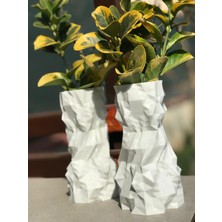 3D Yazıcı ile Üretilmiş Pla Mermer Desenli Vazo (8X8X14 Cm)