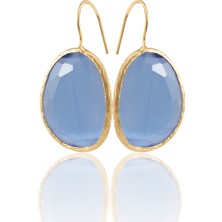 Kadir Jewellery 22 Ayar Altın Kaplama Fosil Taşlı Küpe -El Işçiliği ve Hipoalerjenik Küpe