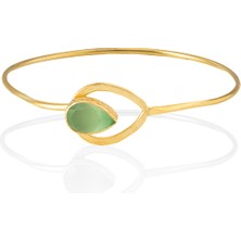 Kadir Jewellery 22 Ayar Altın Kaplama El Işçiliği Zirkon Taşlı Kadın Kelepçe Bilezik