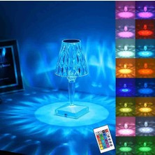 Wolawood Elmas Dokunmatik Kristal LED Masa Lambası – USB Kablolu ve Şarjlı, Kumandalı Renk Değiştiren Sihirli Diamond Tasarım, Lüks ve Dekoratif Aydınlatma Gece Lambası