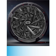 Citroen C4 16 Inç Jant Kapağı Amblemli Piano Black (4-Adet) 221  MJDT-MB-8197