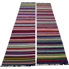 Kilim Antik El Dokuma Yün Pamuklu Yolluk Çift Anadolu Yörük Kilimi 0112 - Yeni - Çok Renkli