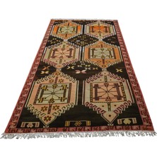 Kilim Antik El Dokuma Yün Çatal Kapılı Erzurum Kilimi 0102 - Antika - Çok Renkli