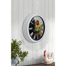 TeknoTrust 40 Cm Modern Beyaz Metal Mutfak Duvar Saati