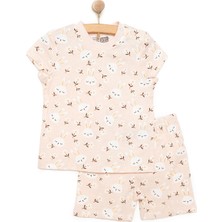 Hellobaby Kısa Kol Tavşan Desenli Bisiklet Yaka  Pijama Takımı Kız Bebek