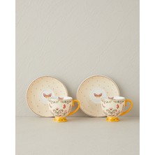 English Home Dipsy New Bone China 4 Parça 2 Kişilik Kahve Fincan Takımı 100 ml Hardal